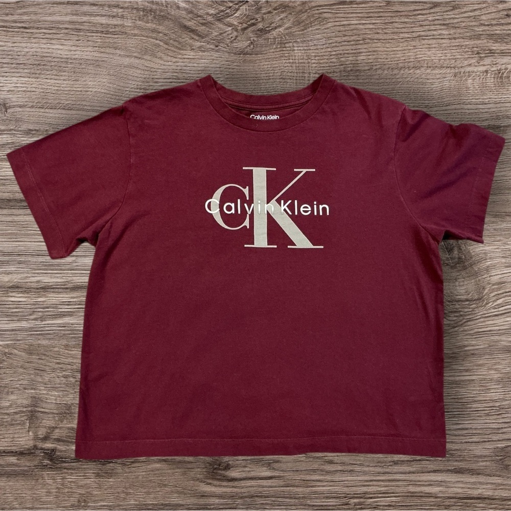 Calvin Klein burgundy Short Sleeve Tee with Signature Logo